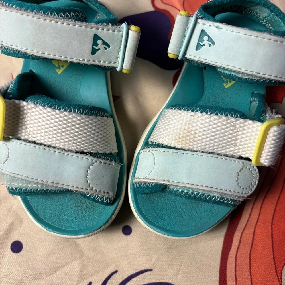 Plae Mimo Kids Sandals Teal Blue Yellow Water Friendly Outdoor Shoes Size 8